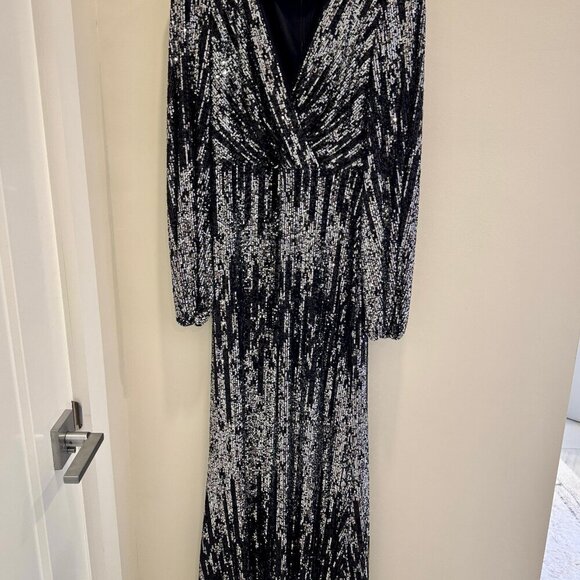 Shiny Sequin V-neck Long dress Evening - Picture 3 of 3